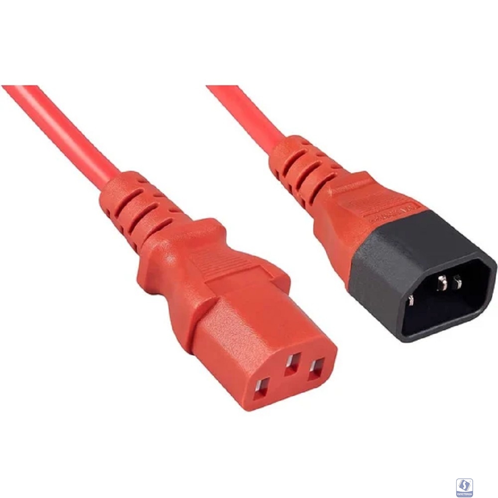Cabeus PC-189-VDE-1.8M-RD Кабель питания монитор-компьютер IEC 320 C13 - IEC 320 C14 (3x0.75), красный, 1.8 м
