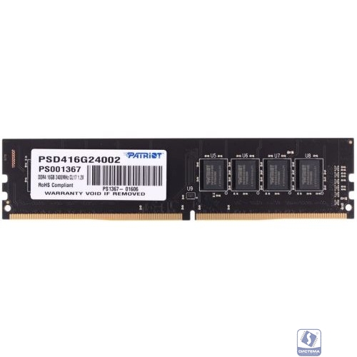 Patriot DDR4 DIMM 16GB PSD416G24002 PC4-19200, 2400MHz