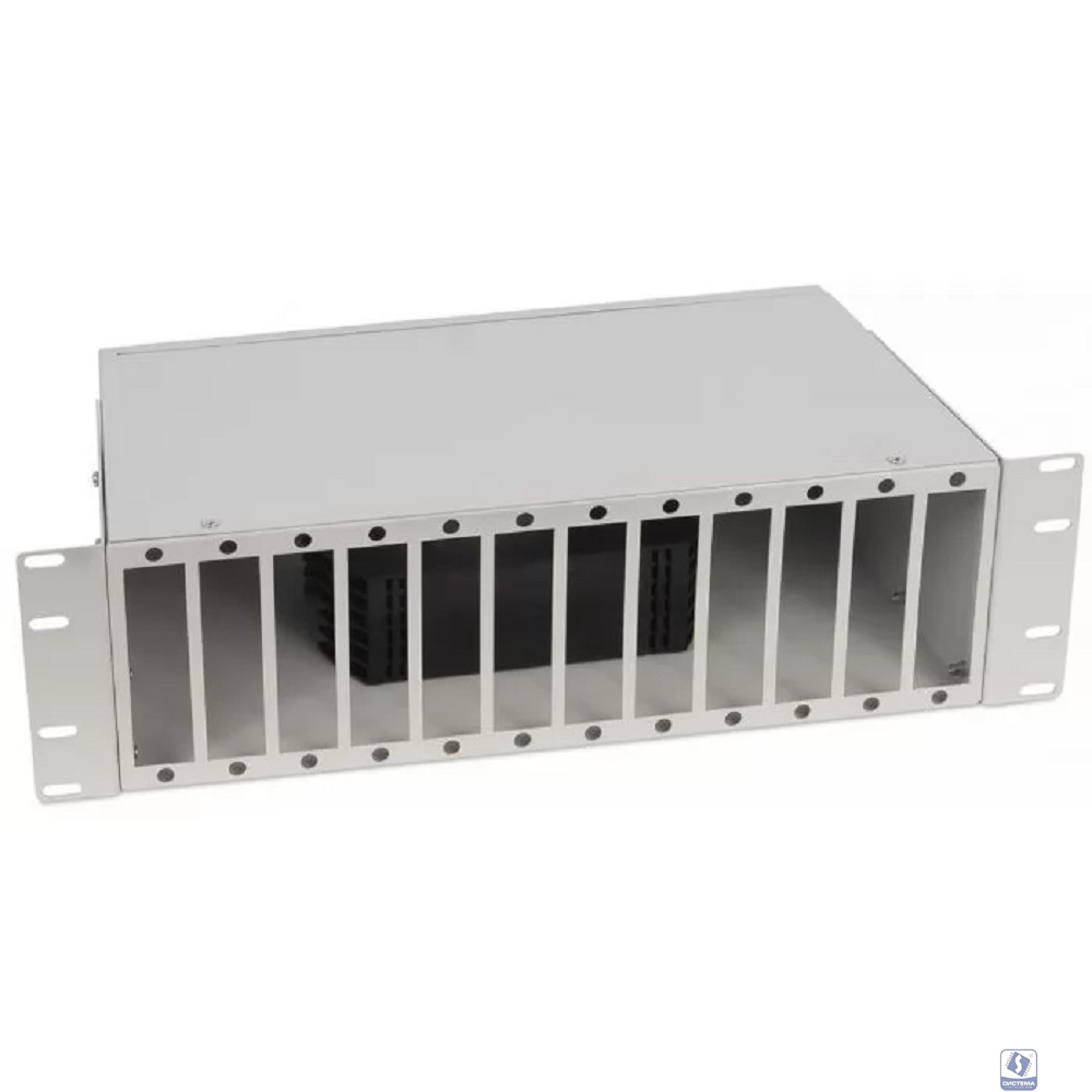 Cabeus FO-CS-19-12FP-GY Кросс бокс оптический 19" 3U на 12 адаптерных панелей, цвет серый