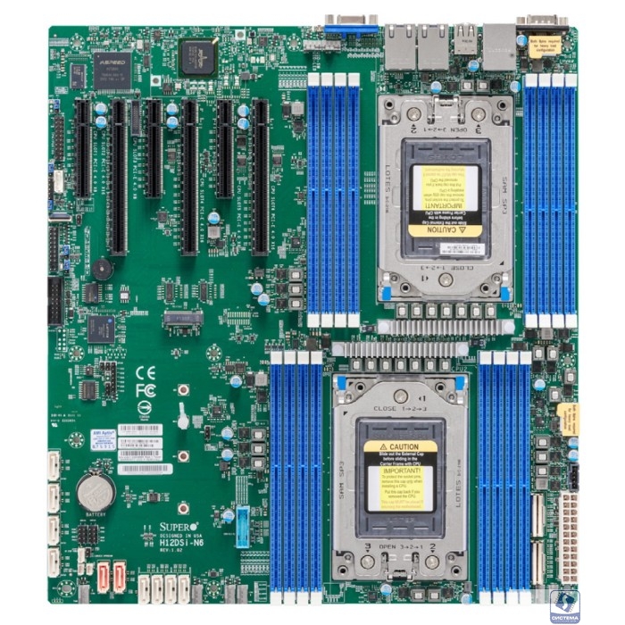 Supermicro MBD-H12DSI-N6-B Материнская плата Dual AMD EPYC™ 7003/7002 Series Processors, 4TB Registered ECC DDR4 3200MHz SDRAM in 16 DIMMs, 10 SATA3, 2 SATADOM, 4 NVMe  