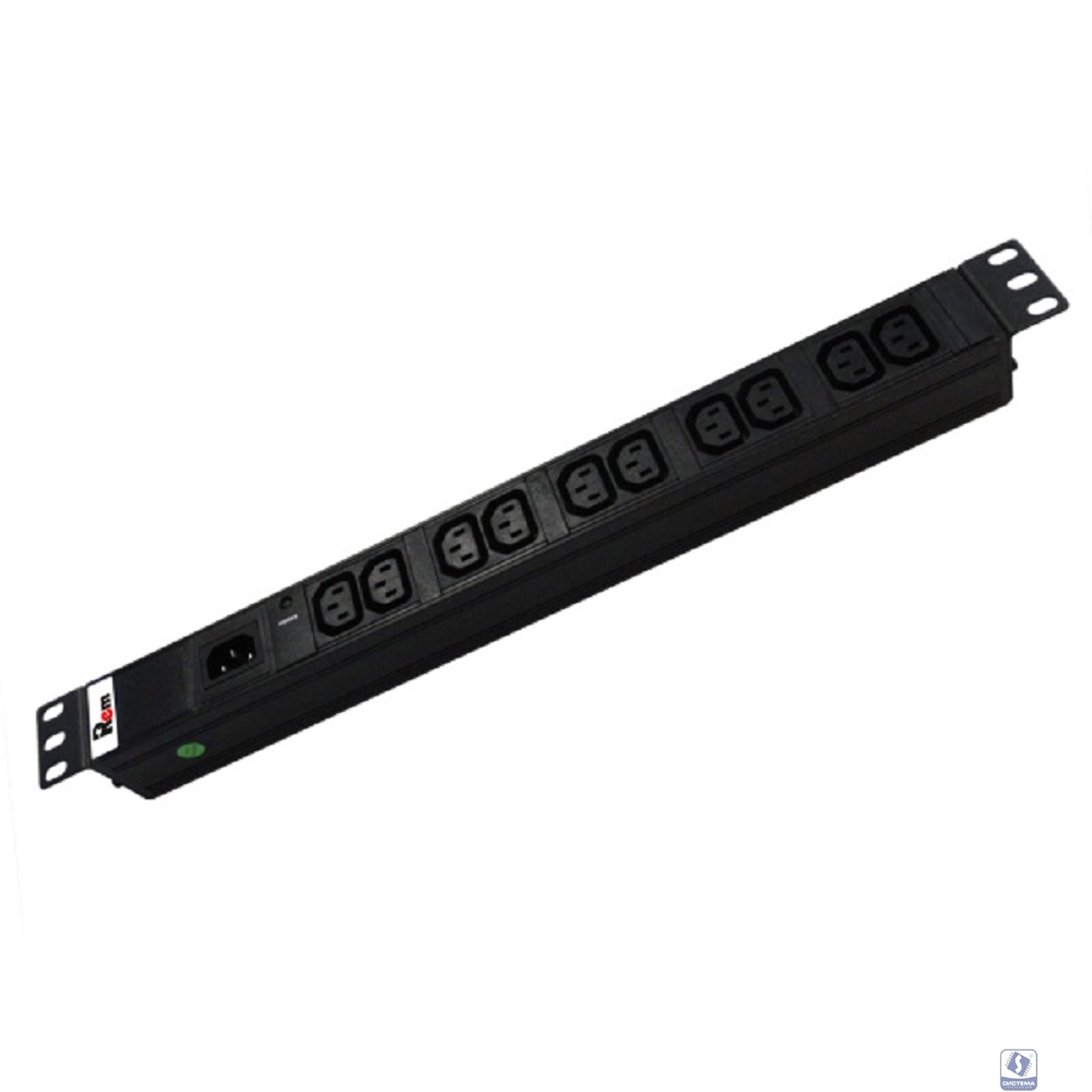 REM Блок розеток Rem-10 без шнура с инд., 10 IEC 60320 C13, вход IEC 60320 C14, 10A, алюм., 19" (R-10-10C13-I-440-Z)