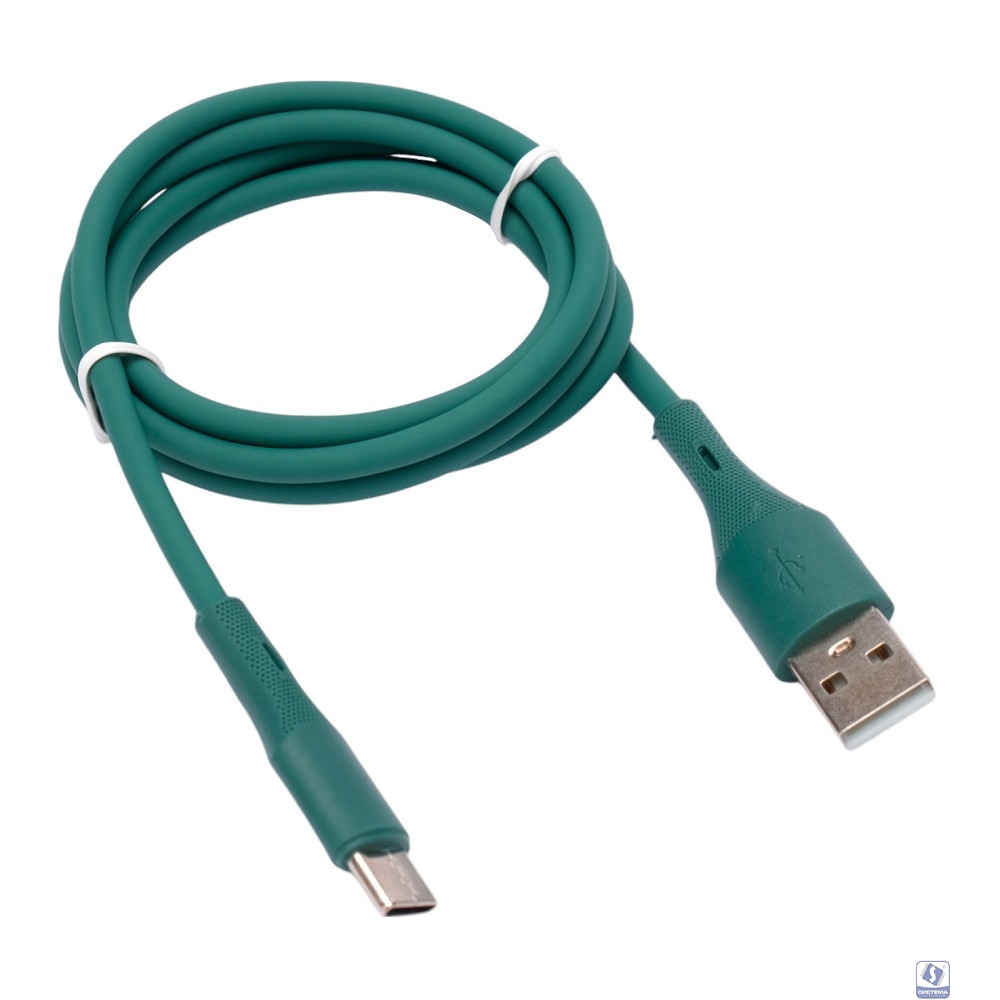 Cablexpert Кабель USB2.0 AM/Type-C, 3А, 18Вт, QC3.0, силиконовый, медь, 1м, зеленый, пакет (CC-USB2S-AMCM-1M-GN)