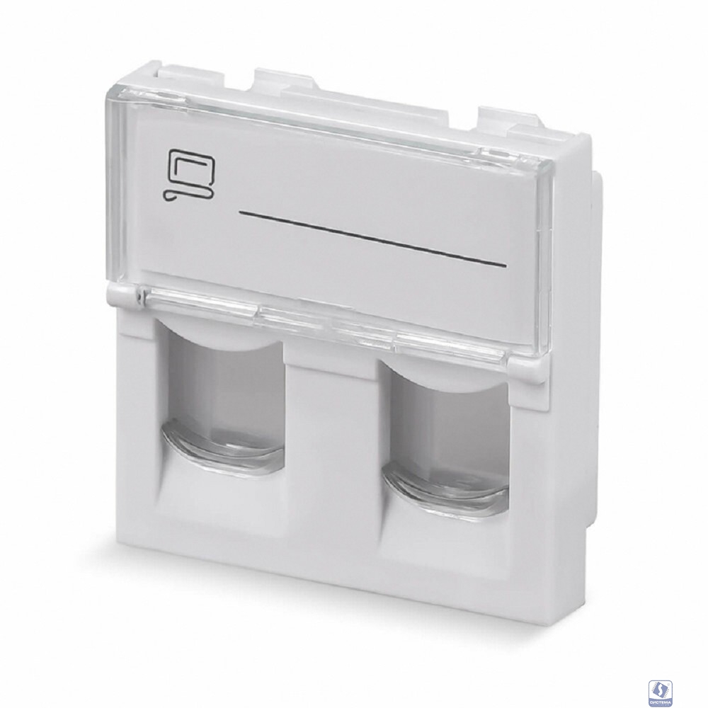 Rexant (03-0162) Вставка Mosaic 45x45, на 2 порта с прозрачной шторкой и увеличенным окном маркировки, белая