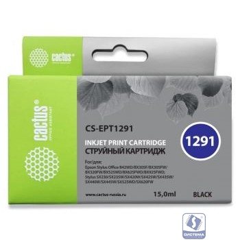 Cactus EPT1291 Картриджи  для  Epson Stylus Office B42/BX305/BX305F/BX320/BX525/BX625/SX420/SX425/SX525/SX620, чёрный
