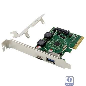 ORIENT AM-U3142PE-AC, Контроллер PCI-Ex4 v3.0, USB 3.2 Gen2, 2-port ext (Type-A + Type-C), ASM3142 chipset, разъем доп.питания, в комплекте LP планка крепления (31273)