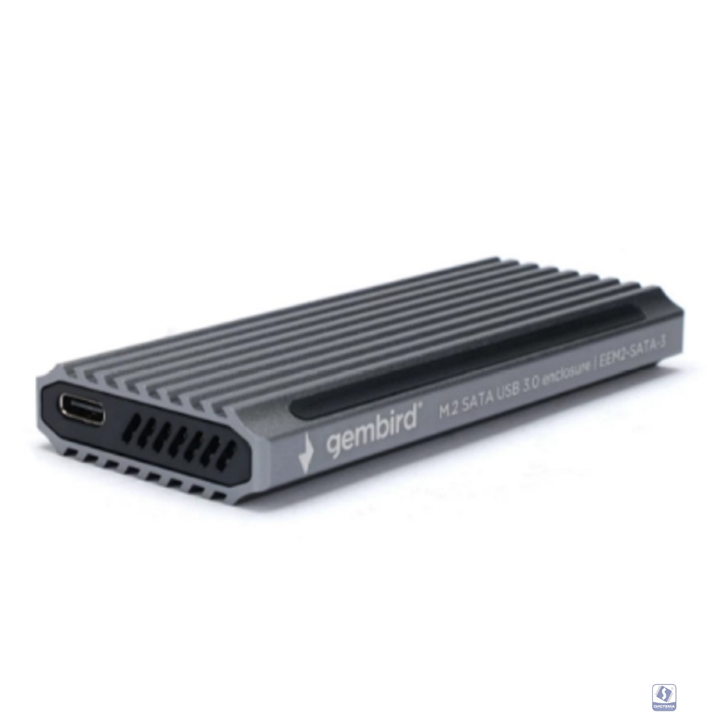 Повреждение упаковки Gembird EEM2-SATA-3 Внешний корпус USB 3.1 для M2 SATA порт Type-С, RGB подсветка, металл, серебристый
