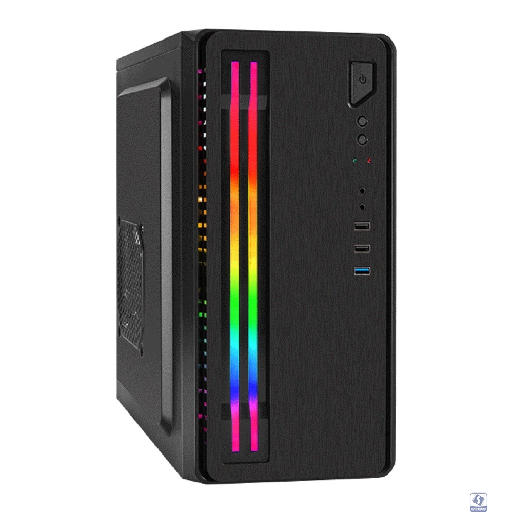 Exegate EX296384RUS Корпус Minitower ExeGate mEVO-7805-XP400 (mATX, БП XP400 с вент. 12см, 2*USB+1*USB3.0, аудио, черный, с 2*RGB подсветкой)