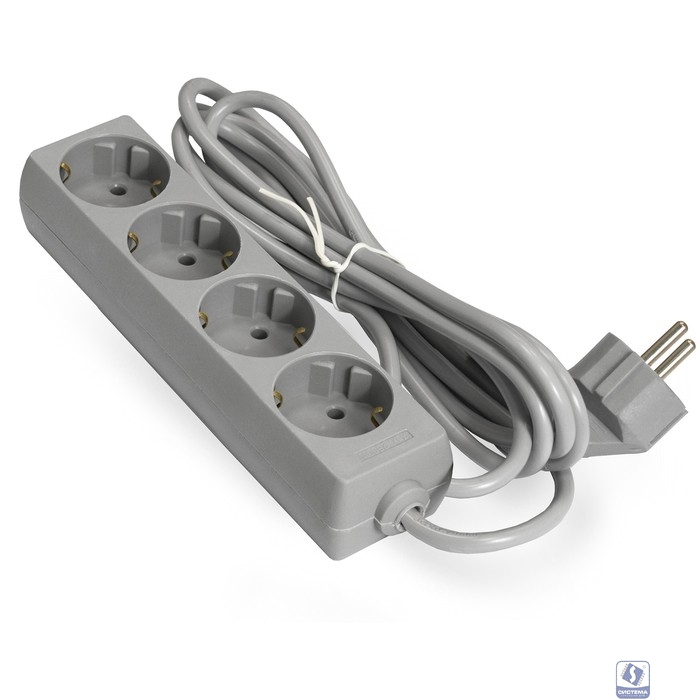 Exegate EX285814RUS Удлинитель ExeGate ECE-4-3G (4 евророзетки с заземлением, 3м, серый)