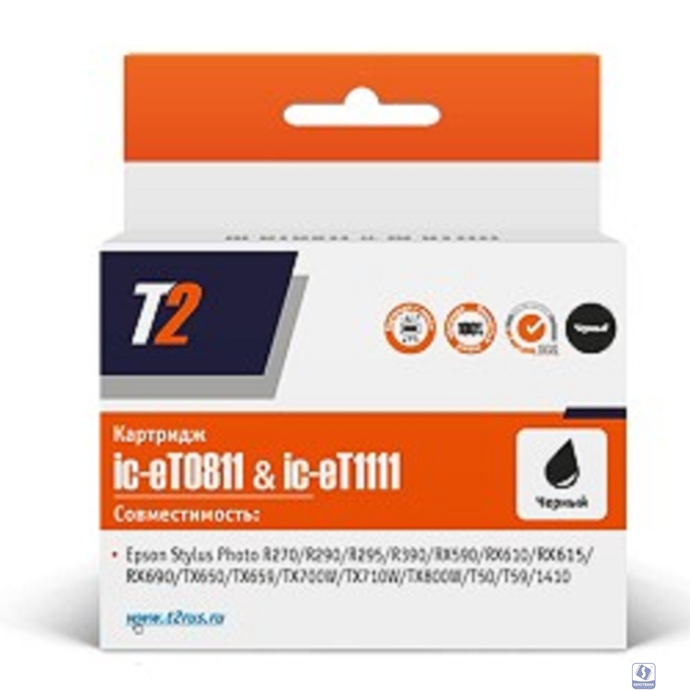T2 C13T08114A/C13T11114A (IC-ET0811) Картридж для  Epson Stylus Photo R270/R290/R390/RX690/TX700, черный, с чипом