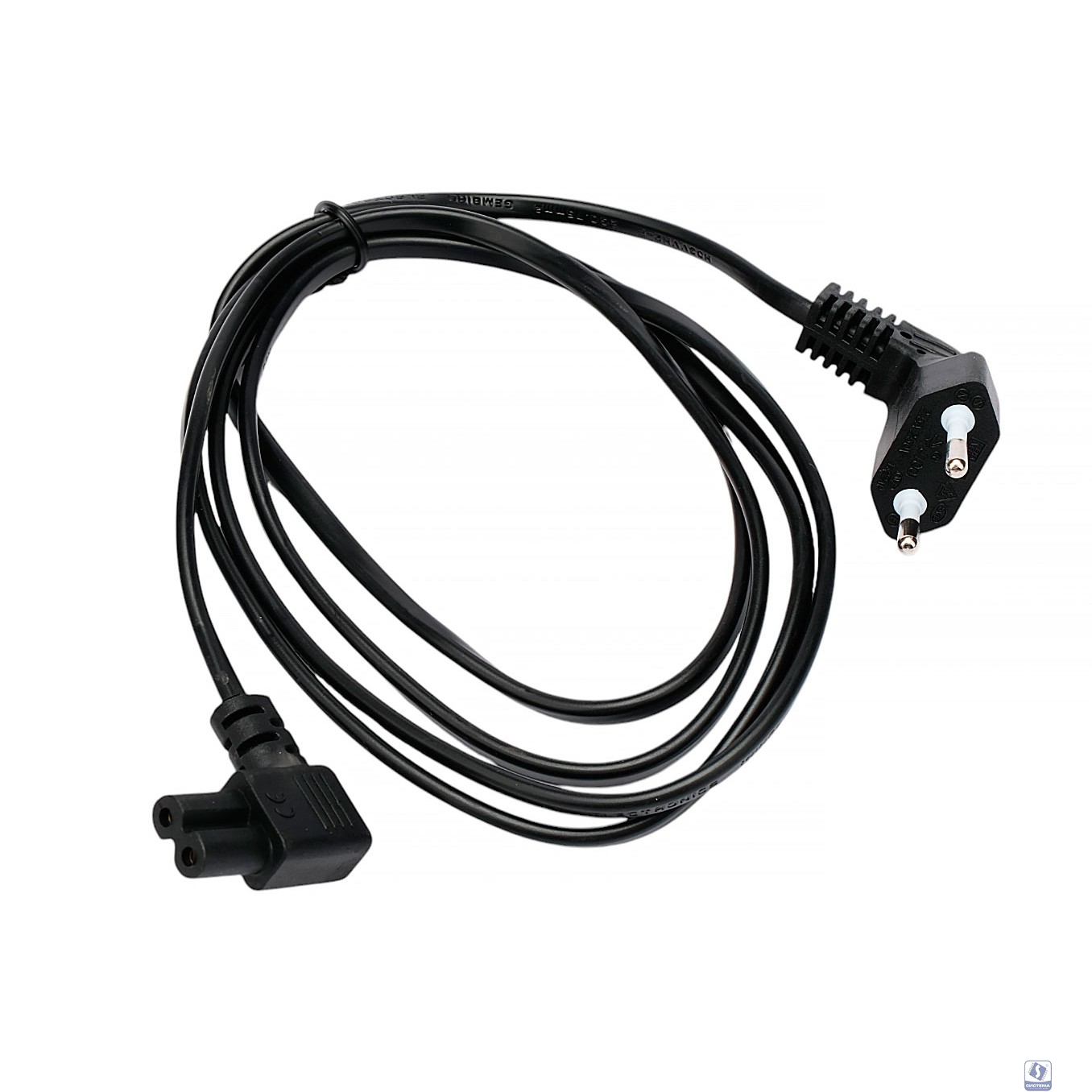 Cablexpert  Кабель питания CEE 7/16-C7, 2x0.75мм2, 2.5А, VDE, угл.разъемы, 1.8м, черный, пакет (PC-184A-VDE-1.8M)