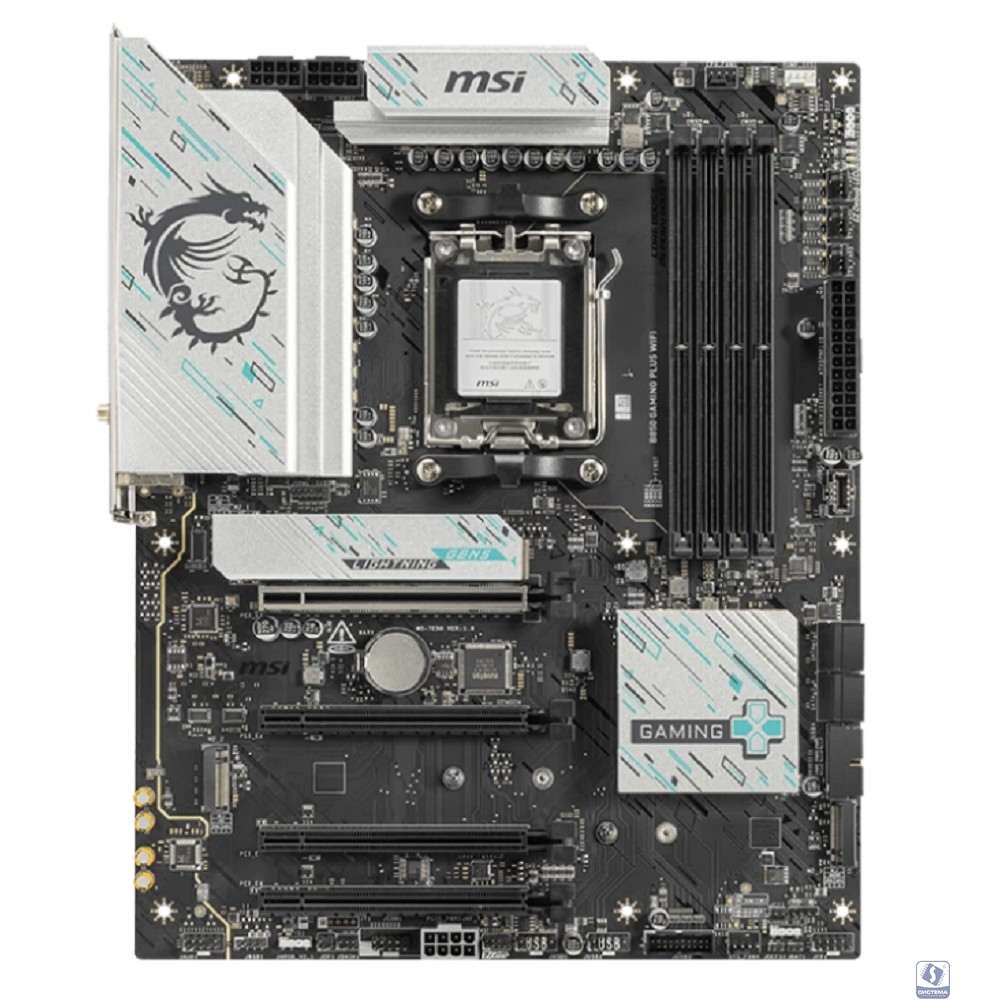 Материнская плата MSI B850 GAMING PLUS WIFI B850, AM5, 4*DDR5, 4*PCIEx16, 3*M.2, 3*TypeC, 1*USB3.2Gen2, 5*USB3.2Gen1, 8*USB2.0, 4*SATA3.0, 5G, DP, ATX, RTL