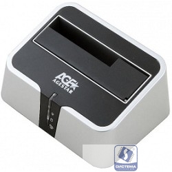 AgeStar 3UBT2 USB 3.0 Докстанция 2x2.5"/3.5" SATA HDD/SSD USB3.0, серебристо-черная (581225)