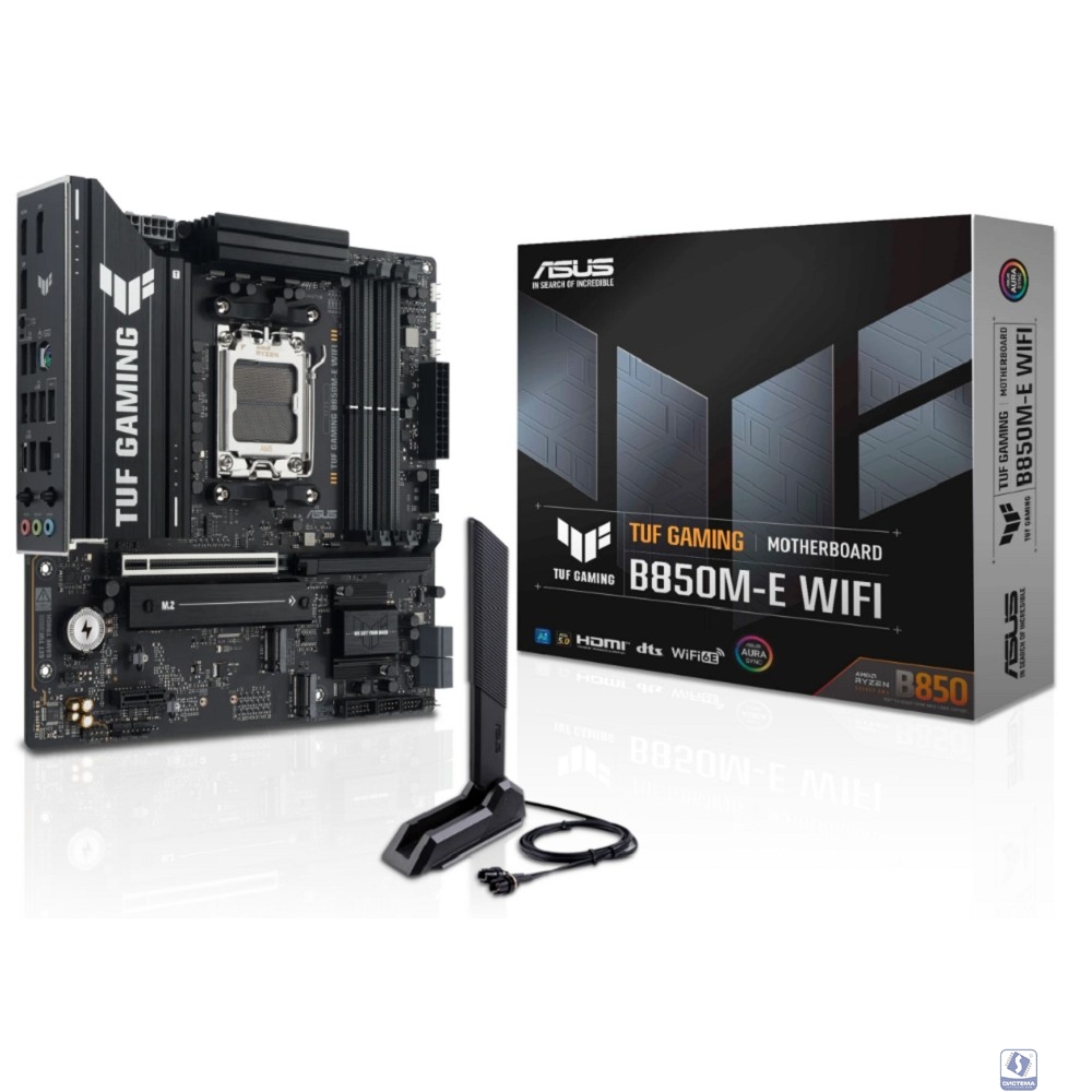 Материнская плата ASUS TUF GAMING B850M-E WIFI, AM5, B850, 4*DDR5, 4*SATA, 3*M.2, 4*USB 3.2, 3*USB 2.0, Type-C, 3*PCIx16, 1*PCIx1, DP+HDMI, mATX; 90MB1LS0-M0EAY0