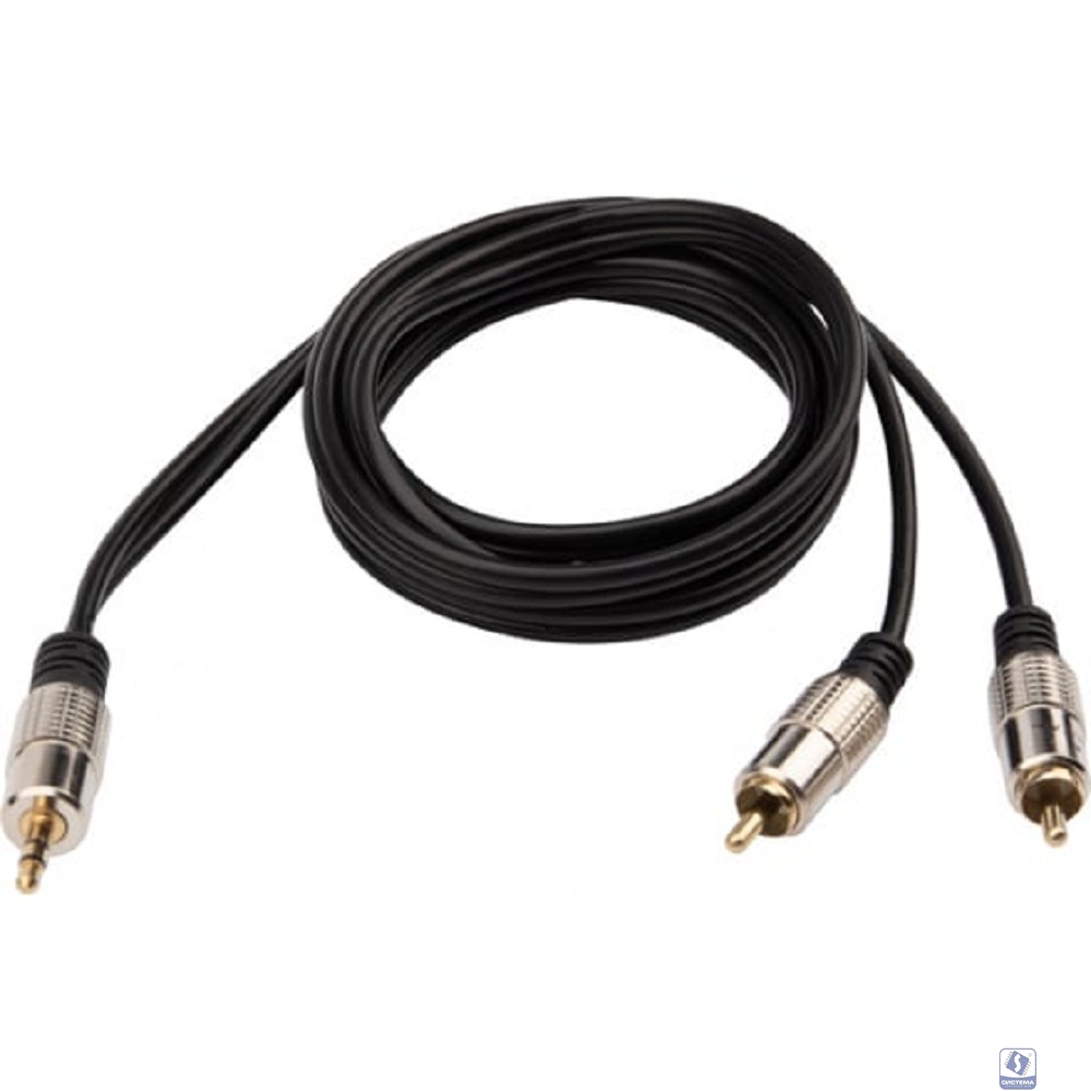 Rexant (17-4222) Шнур Стерео 3,5мм - 2 RCA, 1,5м, Gold-металл