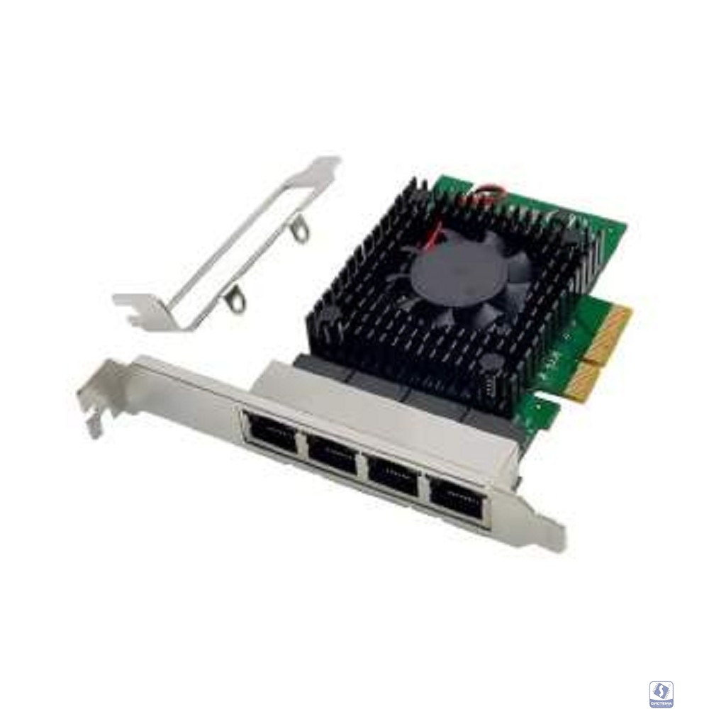 ORIENT XWT-INT225L4PE4, Сетевая карта PCI-Ex4 v3.0 4xRJ45 2.5GbE NIC, Intel I225V chipset, 2.5/1 Гбит/с, 2 планки крепления (33252)