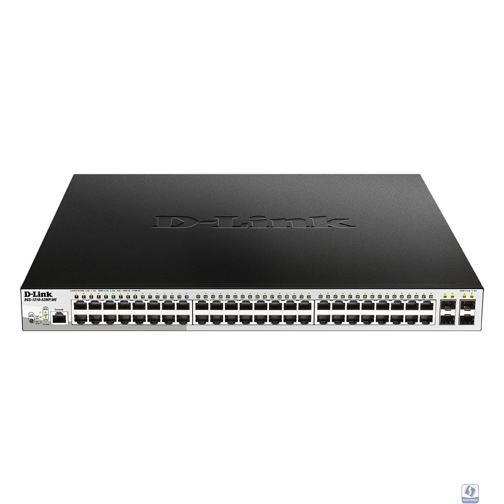 D-Link DGS-1210-52MP/ME/B2A PROJ Управляемый L2 коммутатор с 48 портами 10/100/1000Base-T и 4 портами 1000Base-X SFP (порты 1-8 PoE 802.3af/at, порты 9-48 PoE 802.3af, PoE-бюджет 370 Вт)