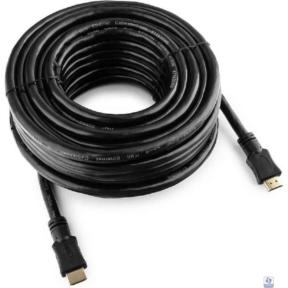 Кабель HDMI Cablexpert 19M/19M, v2.0, медь, позол.контакты, экран, 15м, черный, пакет [CC-HDMI4-15M]