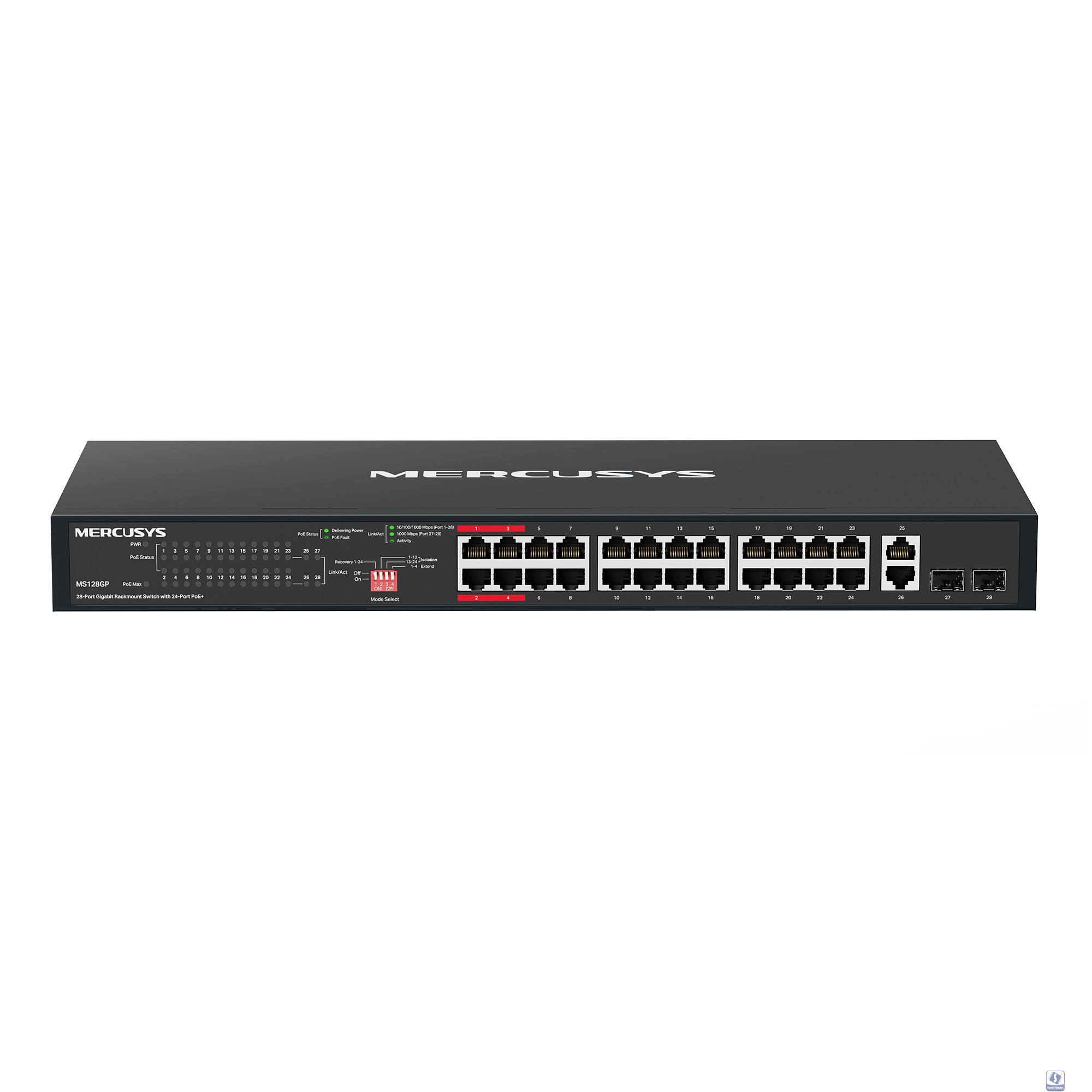 Mercusys MS128GP 28-портовый гигабитный монтируемый в стойку коммутатор с 24 портами PoE+