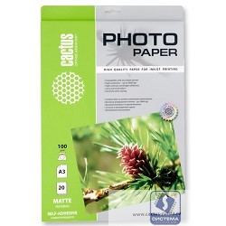 Cactus CS-MSA310020 Самоклеящаяся фотобумага матовая А3 100 г/м2 20 листов