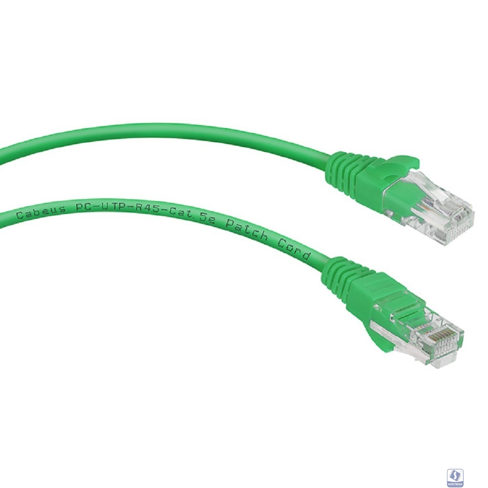 Cabeus PC-UTP-RJ45-Cat.5e-2m-GN Патч-корд U/UTP, категория 5е, 2xRJ45/8p8c, неэкранированный, зеленый, PVC, 2м