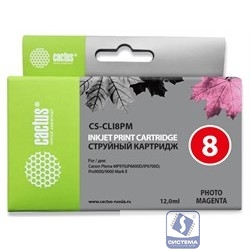 Картридж струйный Cactus CS-CLI8PM светло-пурпурный (12мл) для Canon Pixma iP6600/iP6600d/iP6700/iP6700d/MP960/MP970/PRO 9000