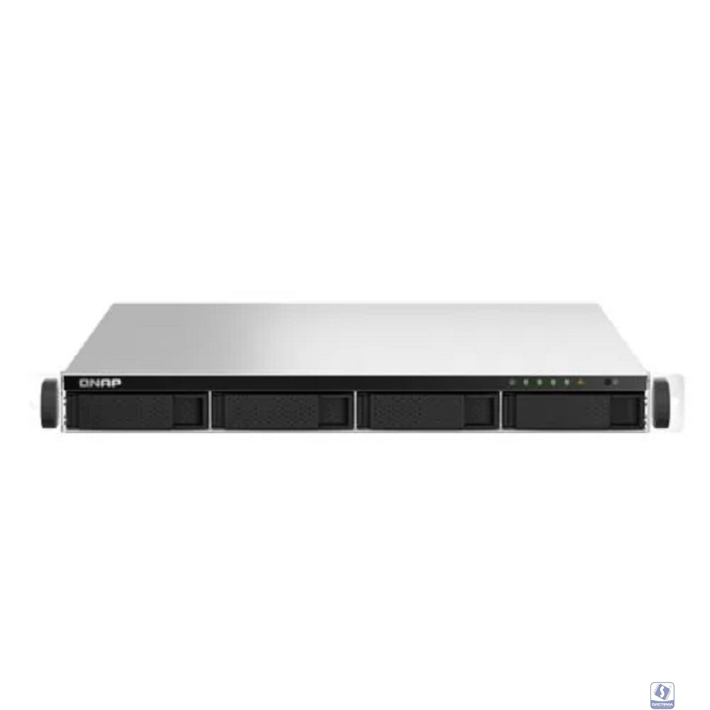 Сетевое хранилище без дисков/ SMB QNAP TS-464U-RP-8G NAS 4 HDD trays, rackmount 1U, 2 PSU. 4-core Intel Celeron N5105/N5095 2.0-2.9 GHz, 8 GB RAM MAX, 2x2.5 Gigabit Ethernet, 4xUSB, 1xHDMI . PCIe Gen 