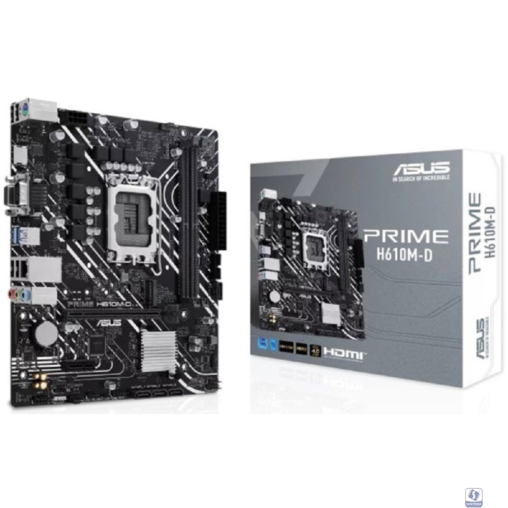 ASUS PRIME H610M-D (Socket 1700, mATX, 2xDDR5(96GB), VGA/HDMI 2.1, 1xPCIe 4.0x16/1xPCIe 3.0, 1xLAN, 4xSATA 6Gb/s, 1xM.2, 2xUSB 3.2, 4xUSB 2.0, 1xPS/2)