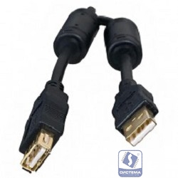 5bites UC5011-050A Проф. Кабель  USB2.0, AM/AF, зол.разъемы, ферр.кольца, 5м., черный