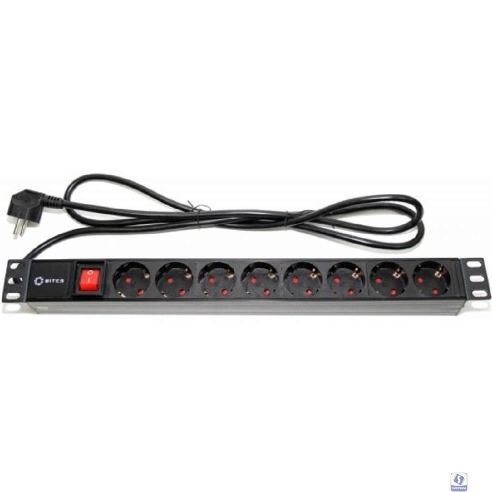 5bites PDU819P-01 Блок розеток  8S / PVC / SWITCH / 1U / 19" / 2M*3G*1.5MM2 / VDE