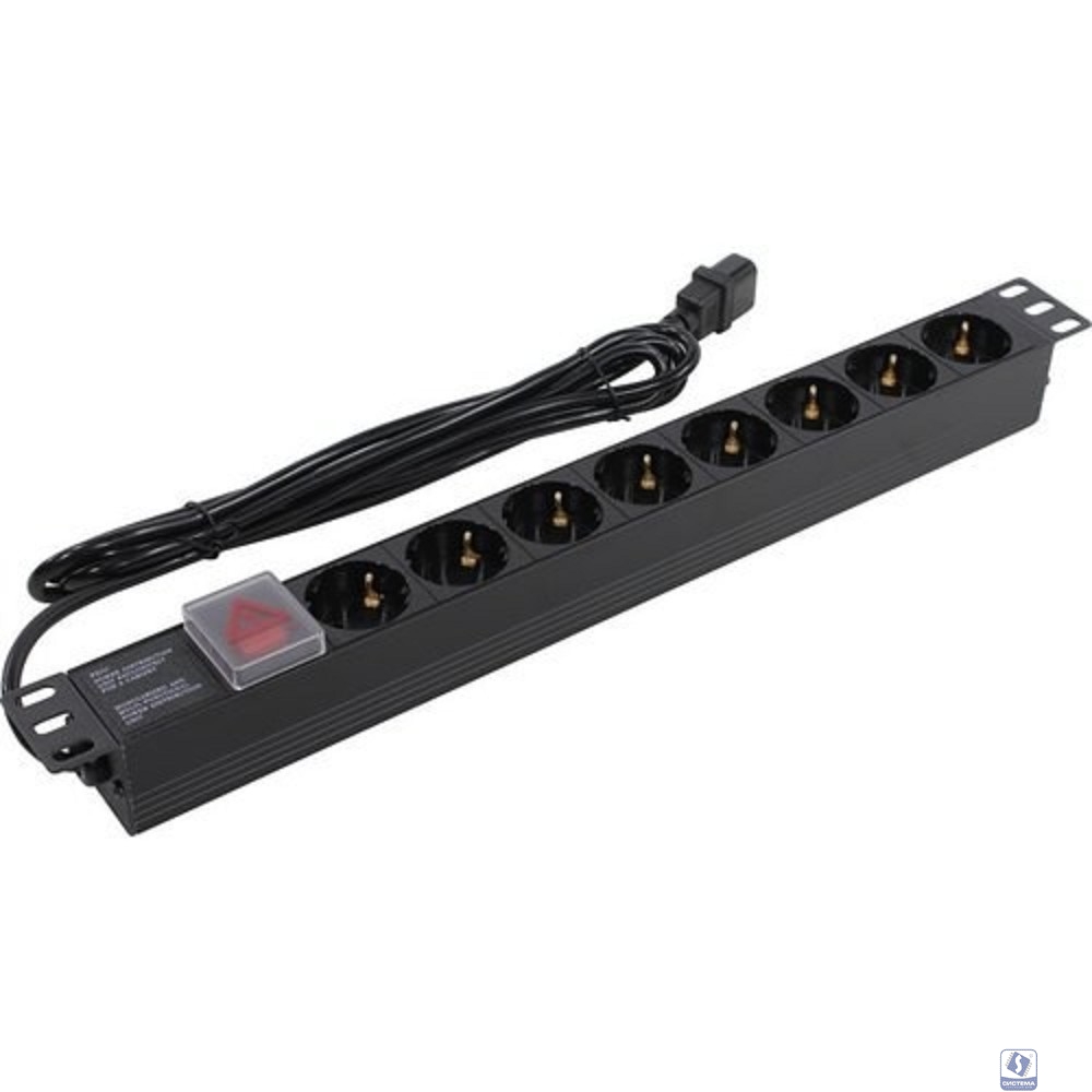 Exegate EX280845RUS Блок розеток ExeGate ServerPro PDU-19H806 Al-8S-C14-3-SW, 19", 1U, алюм, 8Schuko, кабель с C14 3м