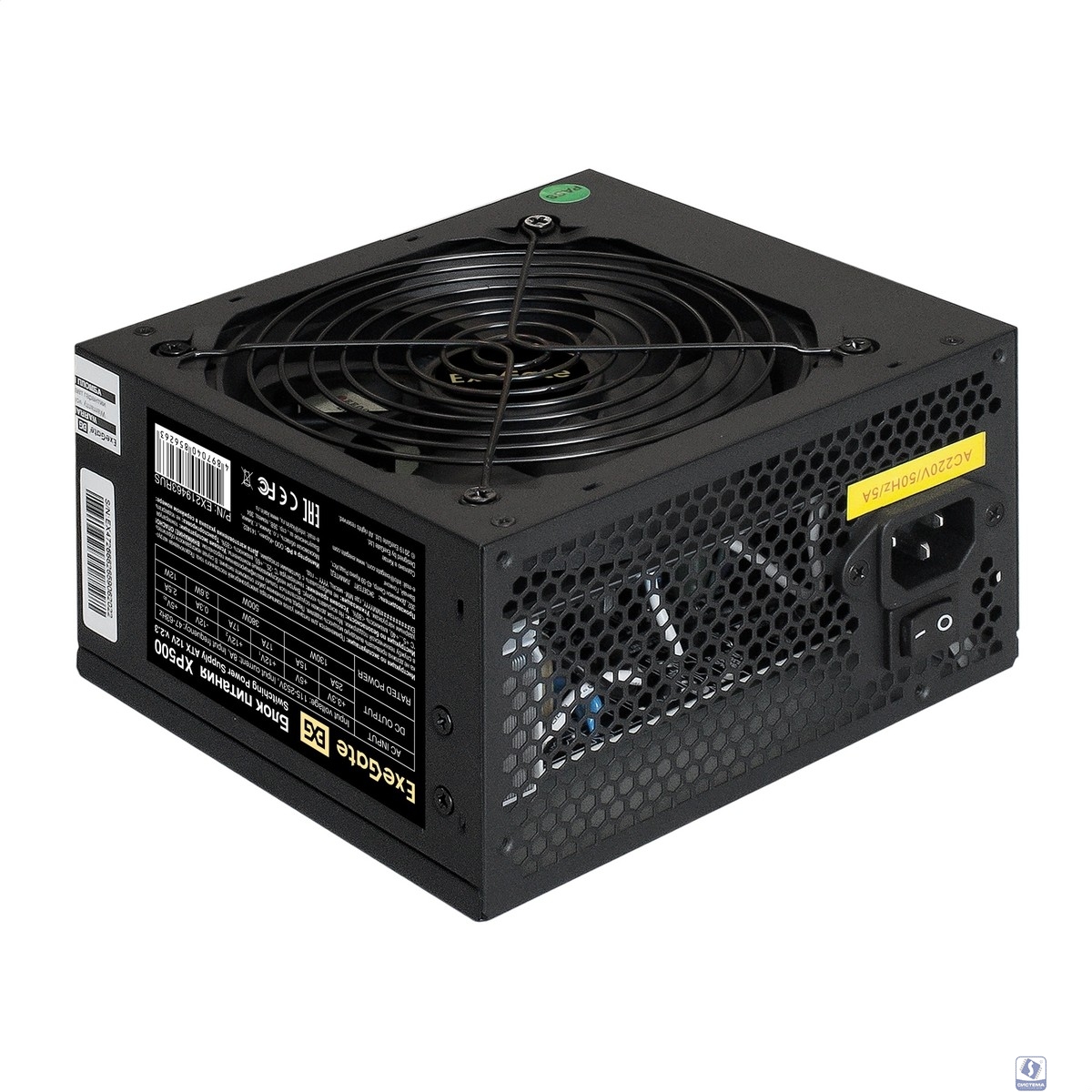 Exegate EX219463RUS  251775 Блок питания 500W ATX-XP500 OEM, black, 12cm fan, 24+4pin, (6+2)pin PCI-E, 3*SATA, 1*FDD, 2*IDE