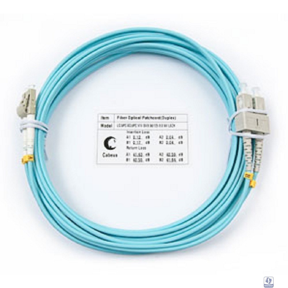 Cabeus FOP-50-LC-SC-5m Шнур оптический duplex LC-SC 50/125 mm OM3 5м LSZH