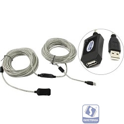 Aopen/Qust Кабель-адаптер USB2.0-repeater, удлинительный активный <Am-->Af> 20м (ACU823-20M) [6938510851345]