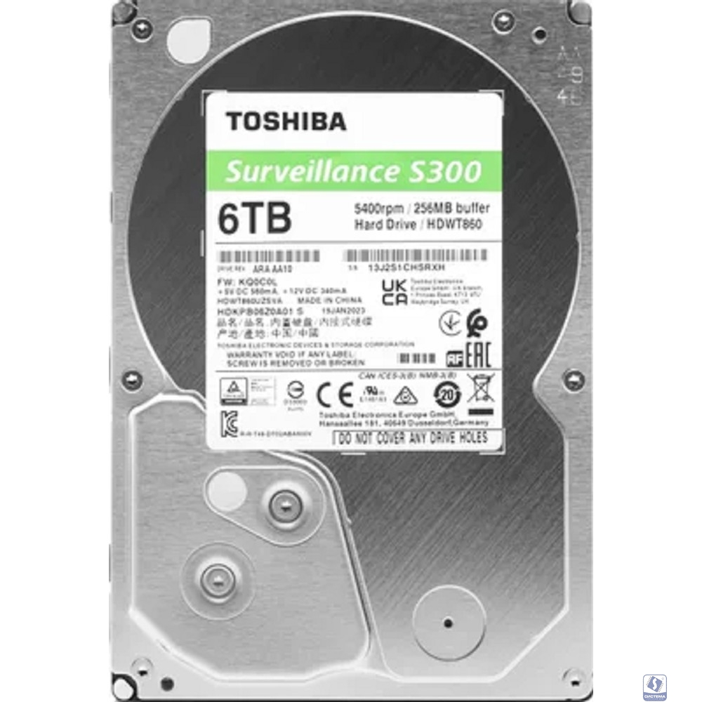 6TB Toshiba Surveillance S300 (HDWT860UZSVA/HDKPB06Z0A01S) 