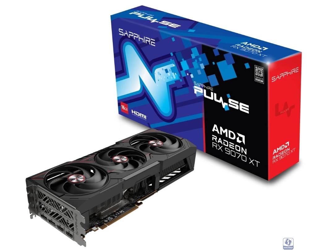 Видеокарта Sapphire RX9070XT PULSE 16GB GDDR6 256bit 2xDP 2xHDMI 3FAN RTL (11348-03-20G)