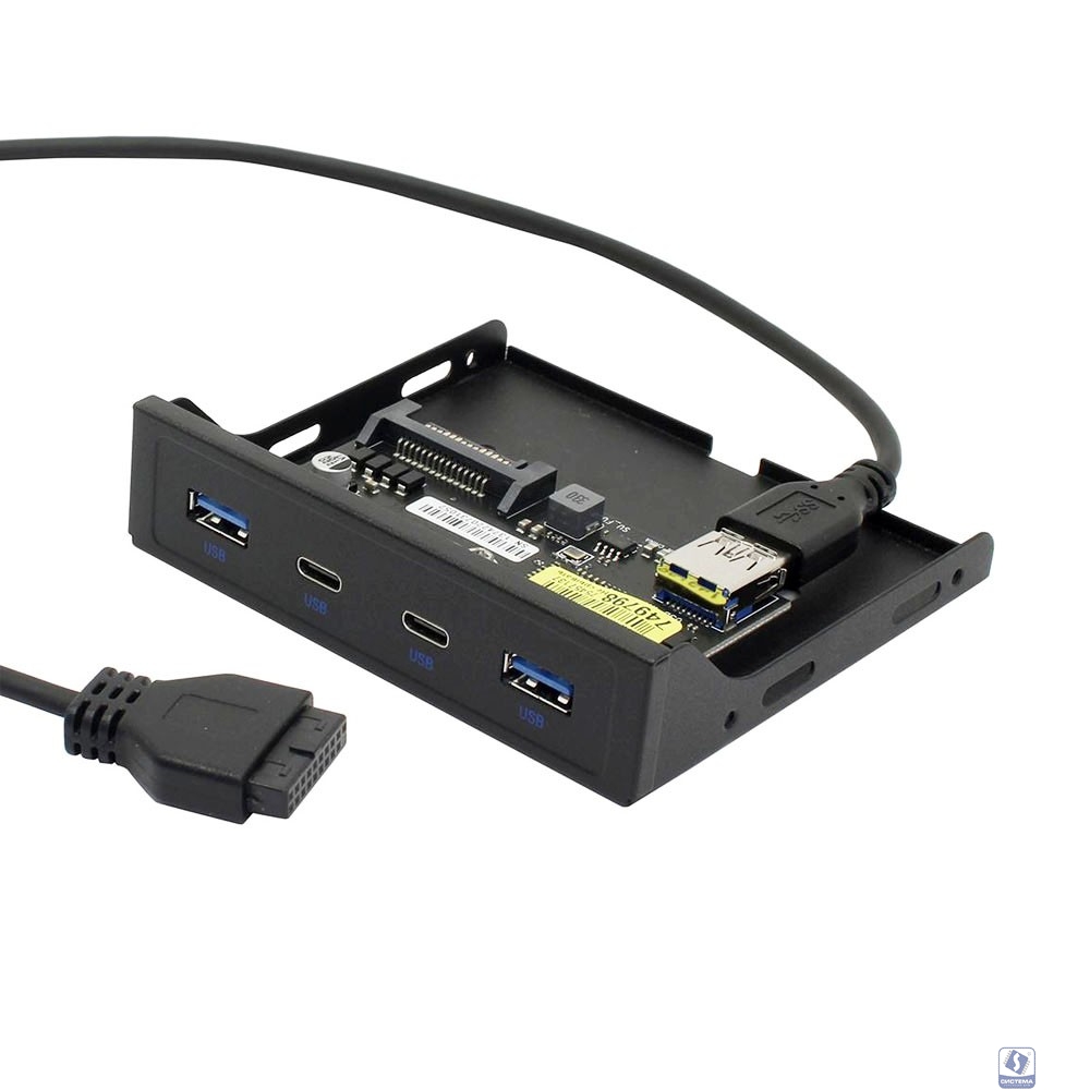 ORIENT C092, Планка портов 3.5" на переднюю панель 2xUSB Type-C + 2xUSB 3.0 (USB3.2 Gen1), 20Pin кабель 50см, металл, oem (31348)