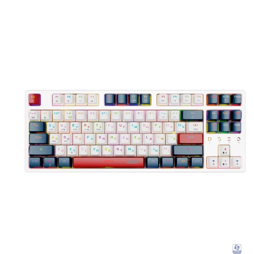Acer OKR302 [ZL.KBDEE.016] механическая белый USB беспроводная BT/Radio for gamer LED 