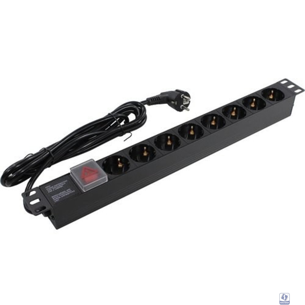 Exegate EX280844RUS Блок розеток ExeGate ServerPro PDU-19H805 Al-8S-EU3-SW, 19",1U,алюм, 8Schuko, евровилка, 3м