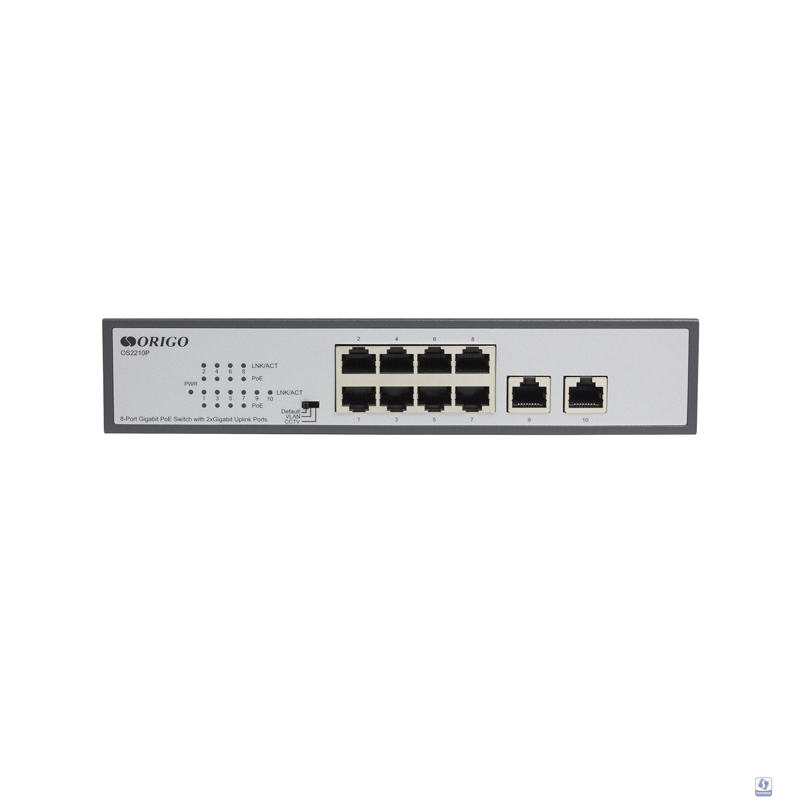 ORIGO OS2210P/120W/A1A Неуправляемый PoE-коммутатор 8x1000Base-T PoE+, 2x1000Base-T, PoE-бюджет 120 Вт