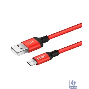 HOCO HC-62912 X14/ USB кабель Micro/ 2m/ 1.7A/ Нейлон/ Red&Black