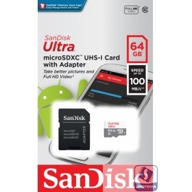 Micro SecureDigital 64Gb SanDisk SDSQUNR-064G-GN3MA Ultra Light + adapter