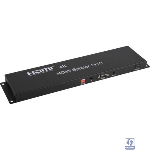 ORIENT HSP0110H, HDMI 4K Splitter 1->10, HDMI 1.4/3D, UHDTV 4K(3840x2160)/HDTV1080p/1080i/720p, HDCP1.2, EDID управление, RS232 порт, IR вход, внешний БП 12В/2А, метал.корпус (31036)