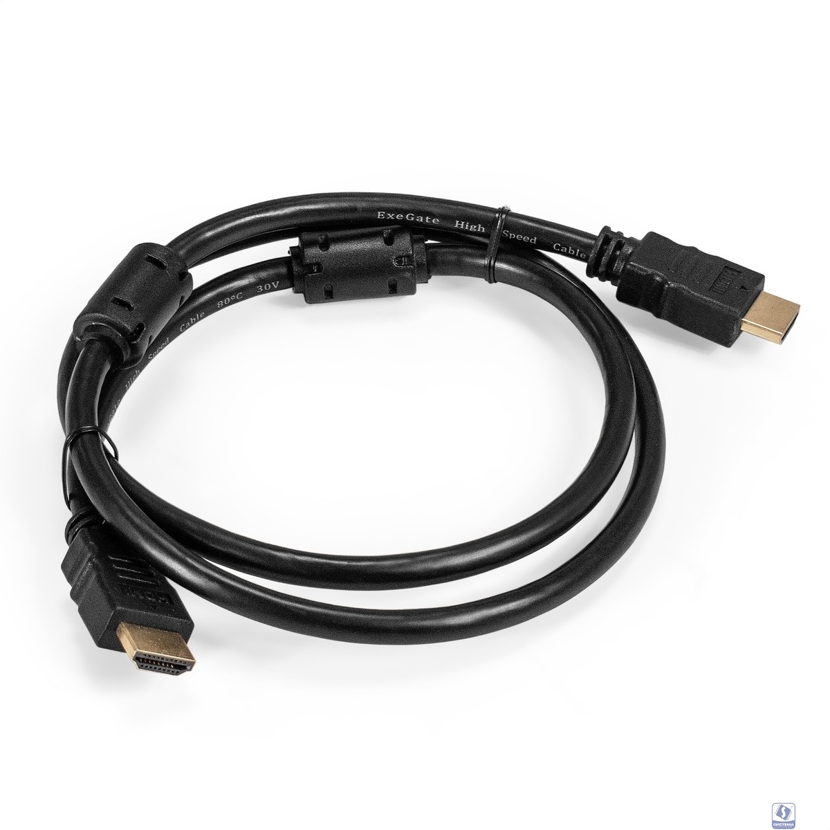 Exegate EX287722RUS Кабель HDMI ExeGate EX-CC-HDMI2-1.0F (19M/19M, v2.0, 1м, 4K UHD, Ethernet, ферритовые кольца, позолоченные контакты)