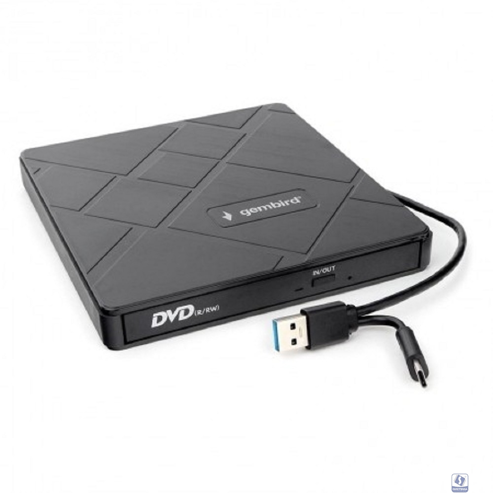 USB 3.0 Gembird DVD-USB-04 пластик, со встроенным кардридером и хабом черный