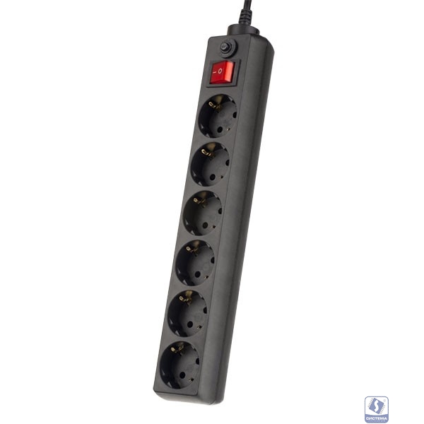 Perfeo Сетевой фильтр "POWER+",PF_A4670 (1,8м, 6 розеток, черный (PF-PP-6/1,8-B))