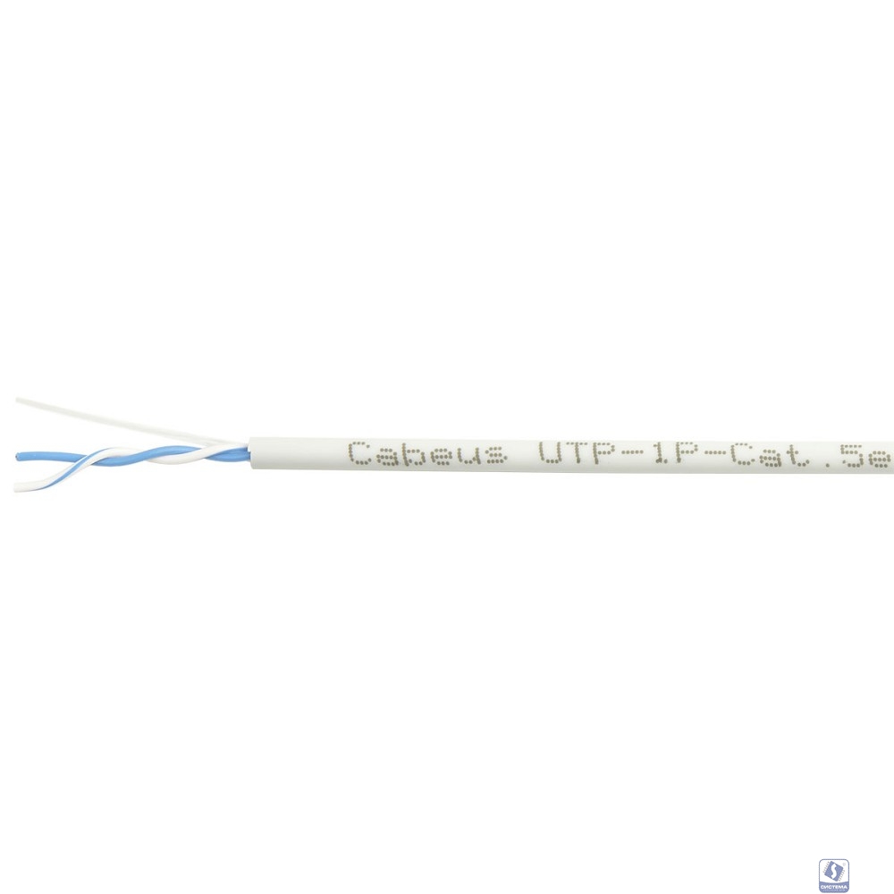 Cabeus UTP-1P-Cat.5e-SOLID-100 Кабель витая пара (UTP), категория 5e, 1 пара (24 AWG), одножильный (solid), PVC нг(А)-LS, серый (100 м)