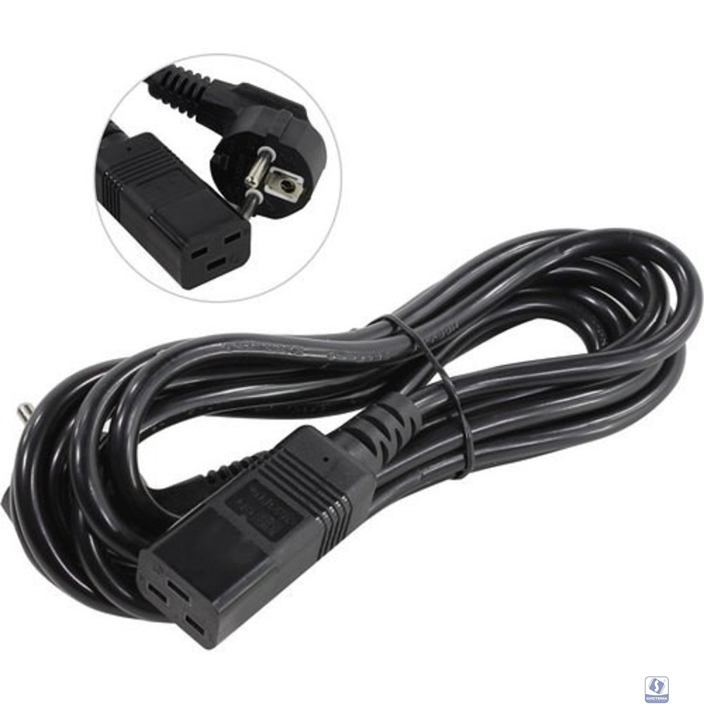 Exegate EP280670RUS Кабель питания ExeGate Power PC19-3P (Евровилка Schuko->С19) VDE-250V-3*1.5mm2, медь, черный, 16А, 3м.