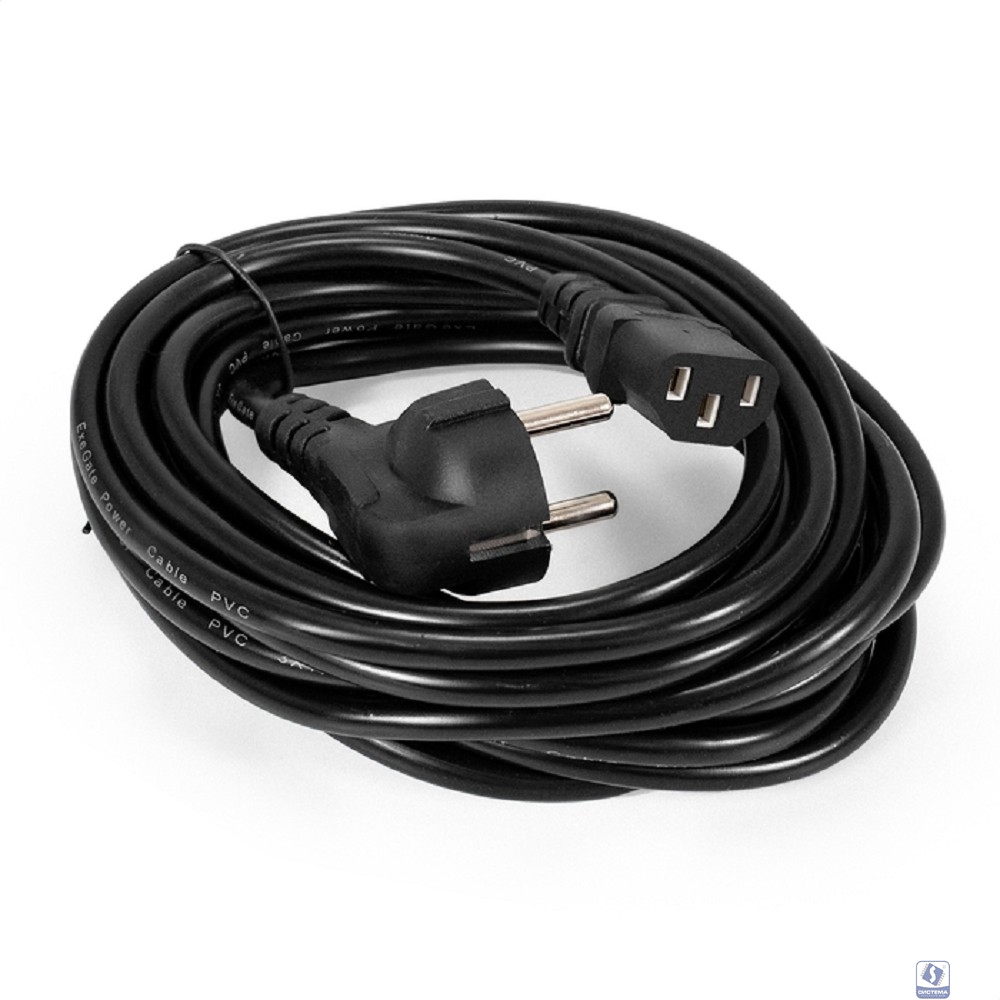 Exegate EP280665RUS Кабель питания ExeGate Power PC-5P (Евровилка угловая Schuko->С13) VDE-250V-3*0.75mm2, медь, черный, 5м.