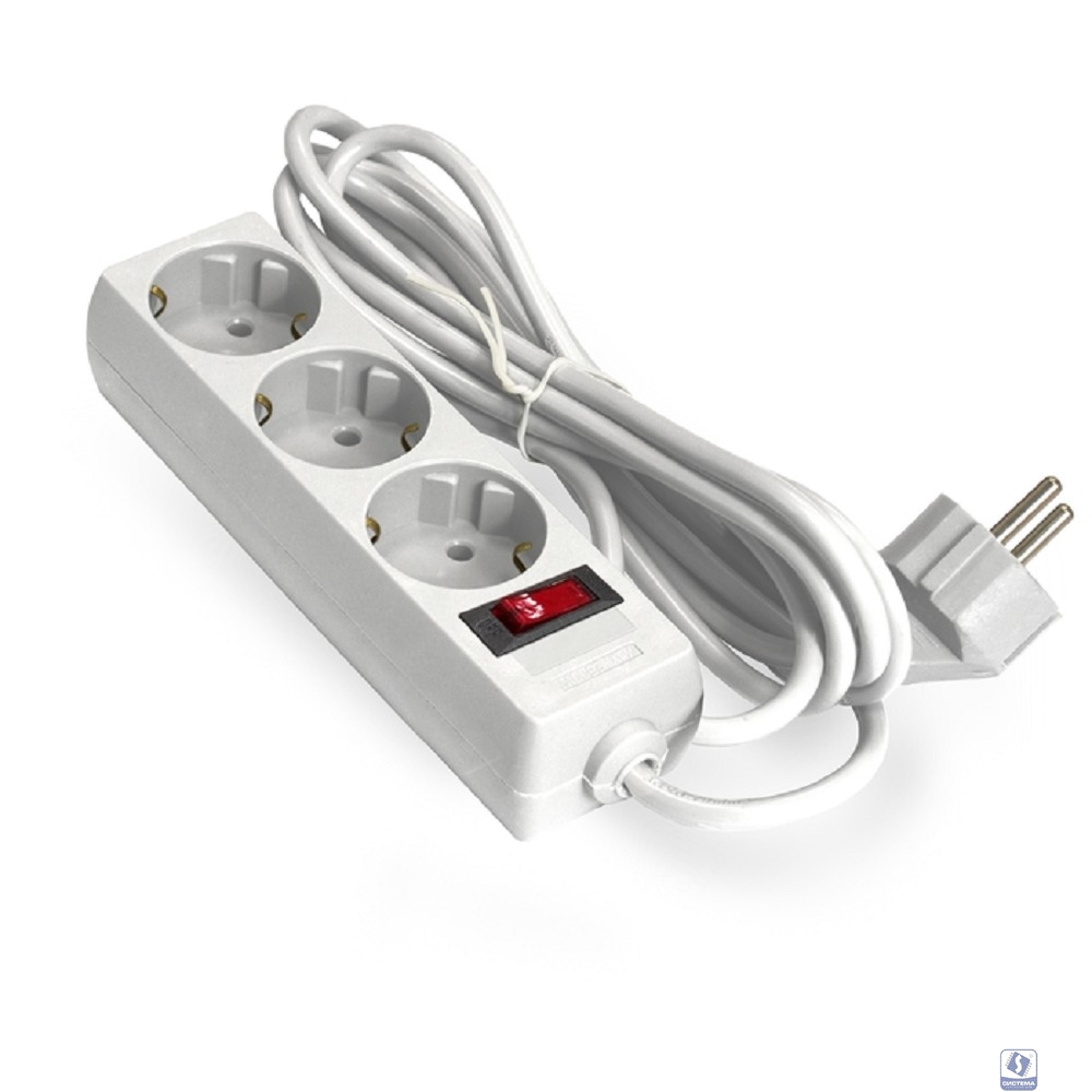 Exegate EX279354RUS Удлинитель ExeGate EC-3-3W (3 розетки, 3м, евровилка, белый)