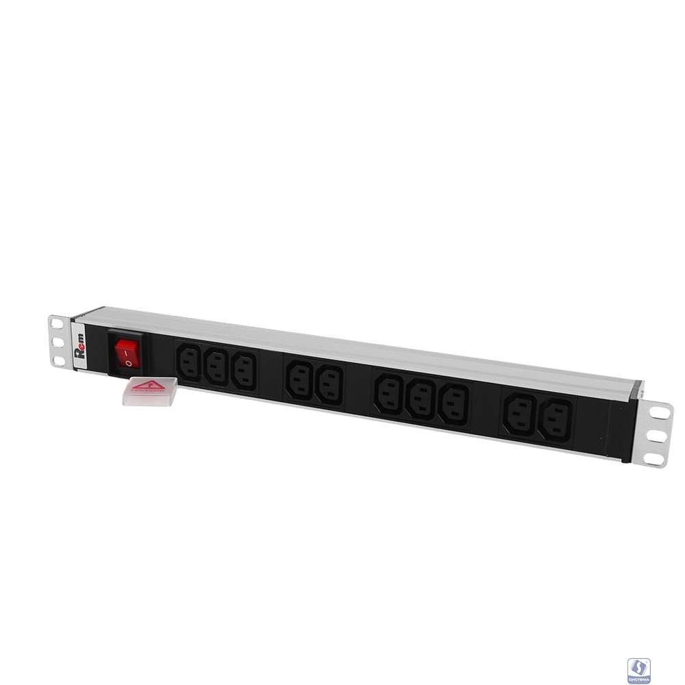 REM Блок розеток Rem-10 без шнура с выкл., 10 IEC 60320 C13, вход IEC 60320 C14, 10A, алюм., 19" (R-10-10C13-V-440-Z)